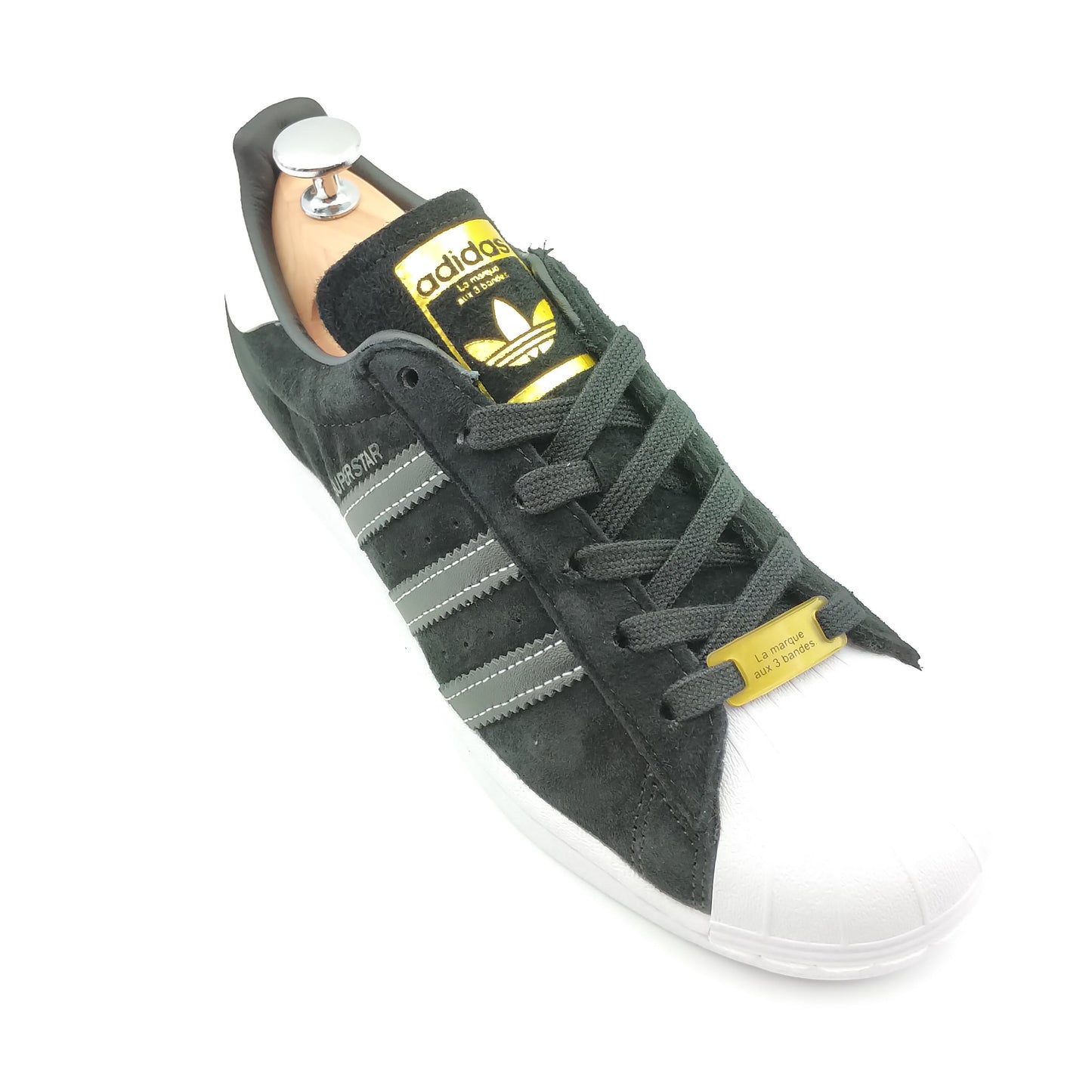 Adidas Superstar noir avec bandes grises