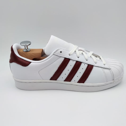 Adidas Superstar cuir blanc et bandes bordeaux
