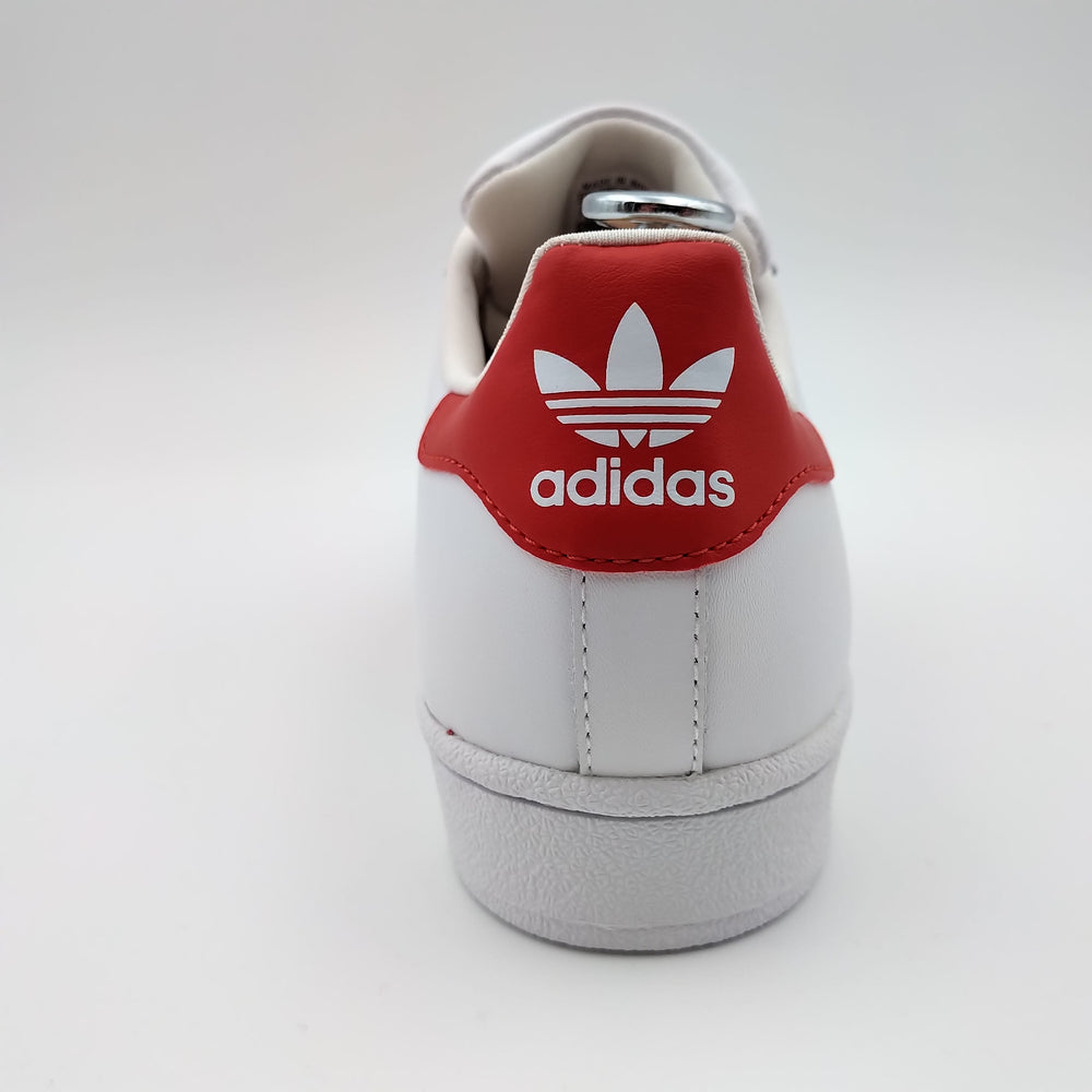 Adidas Superstar blanches avec bandes rouges