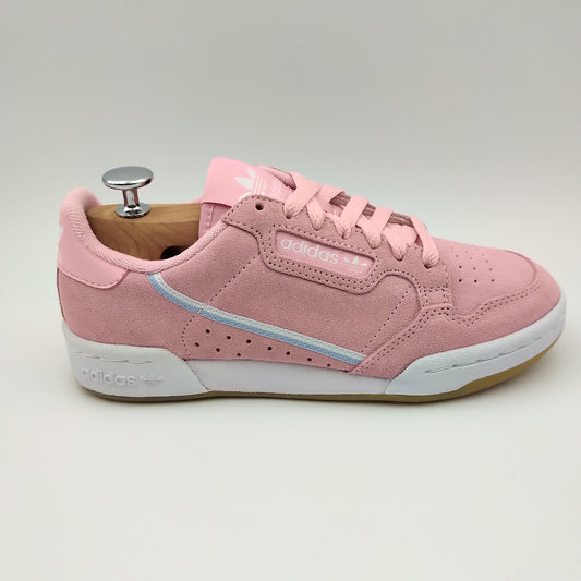 Adidas Continental 80 cuir nappa rose et bande blanche