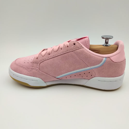 Adidas Continental 80 cuir nappa rose et bande blanche