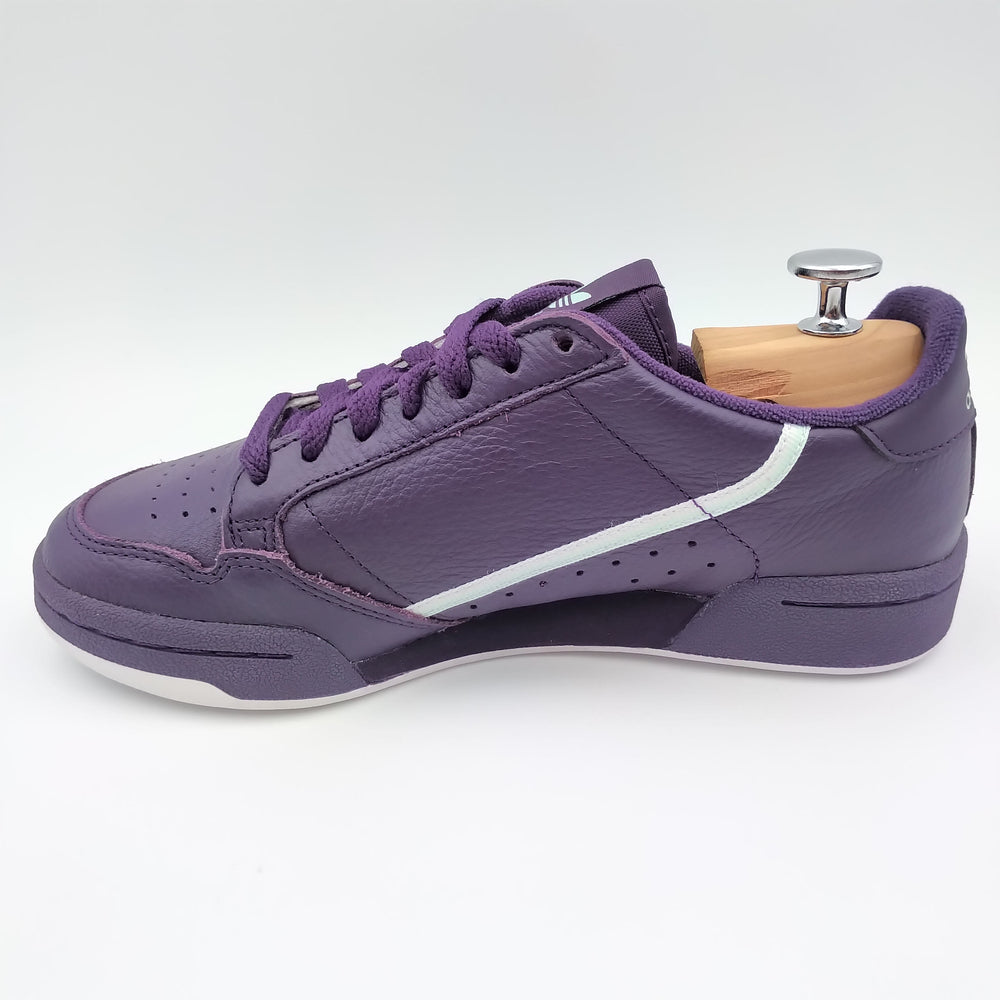 Adidas Continental 80 cuir violet et bandes blanches