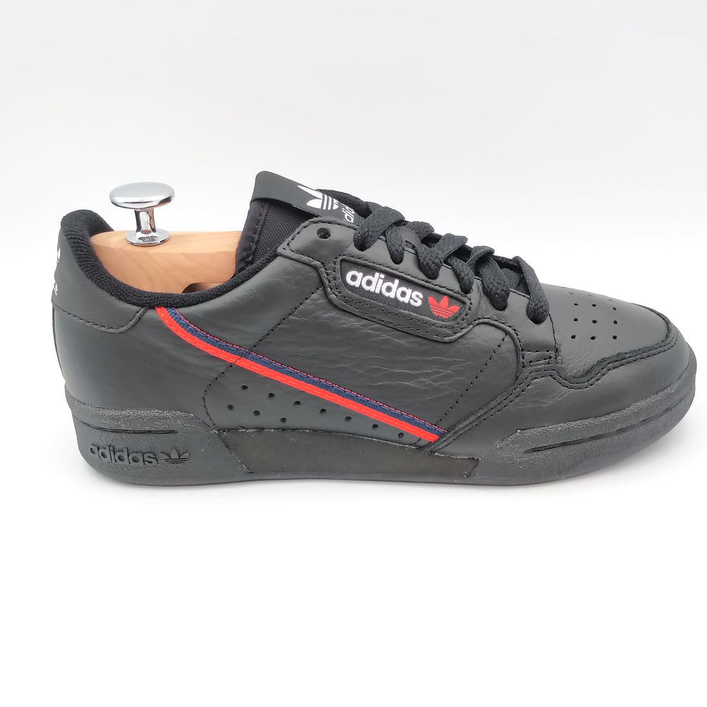 Adidas Continental 80 cuir noir et bandes rouges