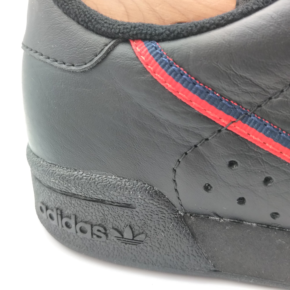 Adidas Continental 80 cuir noir et bandes rouges