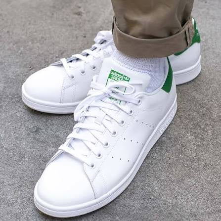 Adidas Stan Smith cuir blanc et talon vert