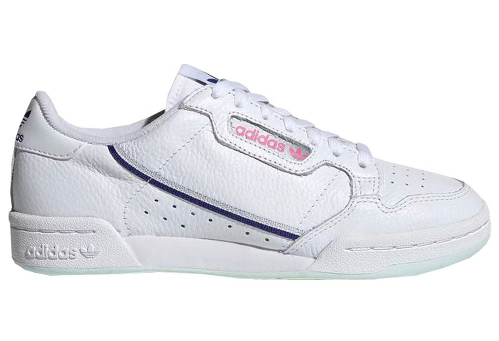 Adidas Continental 80 cuir blanc avec semelle verte clair