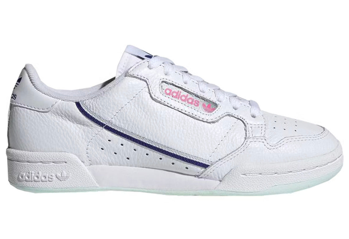 Adidas Continental 80 cuir blanc avec semelle verte clair
