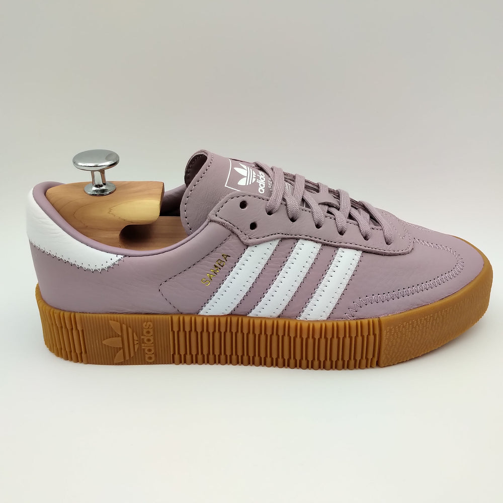 Adidas Sambarose cuir rose et bandes blanches