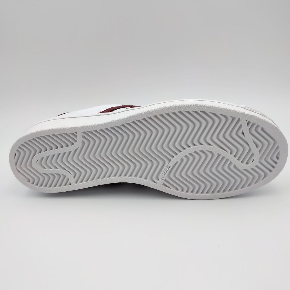 Adidas Superstar cuir blanc et bandes bordeaux