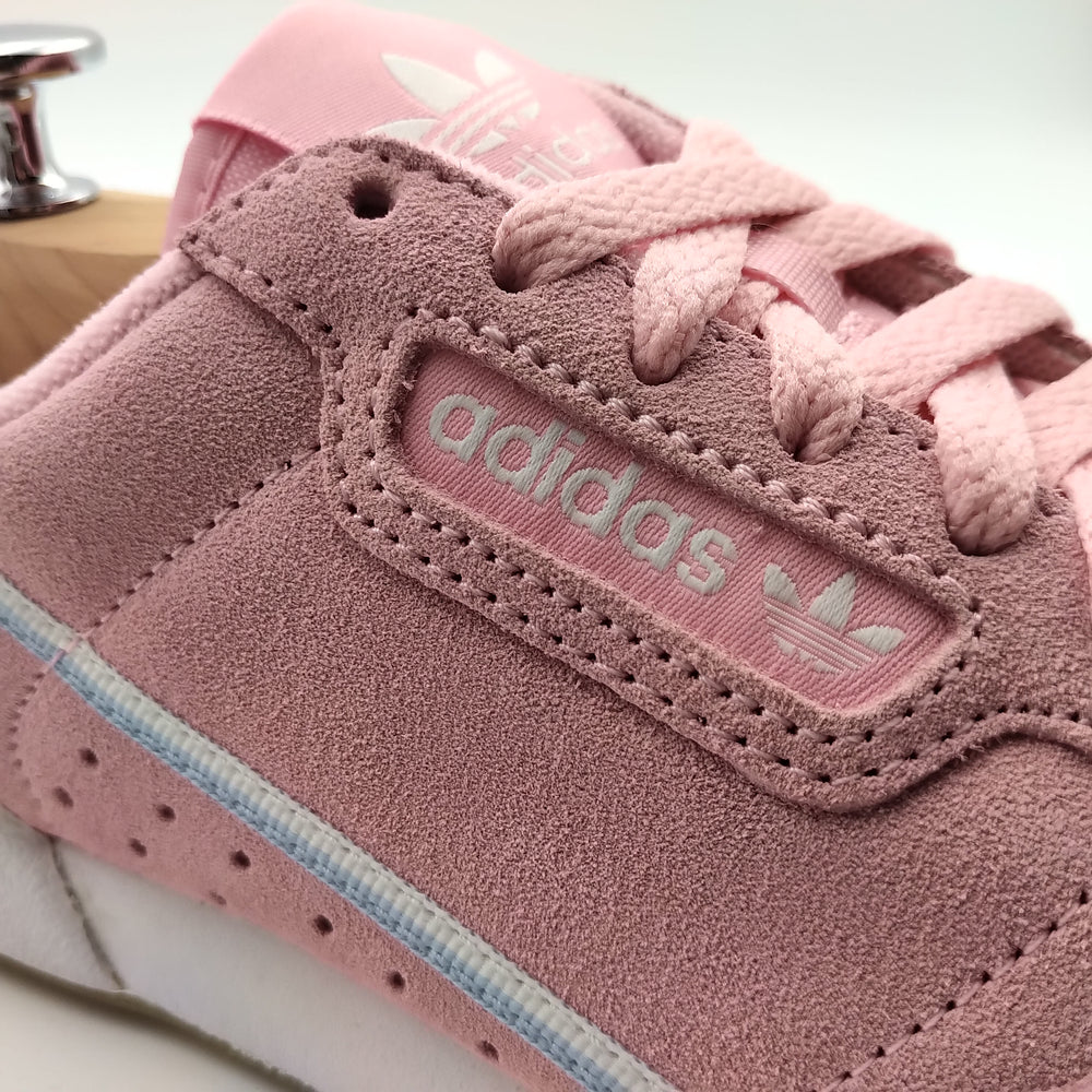 Adidas Continental 80 cuir nappa rose et bande blanche