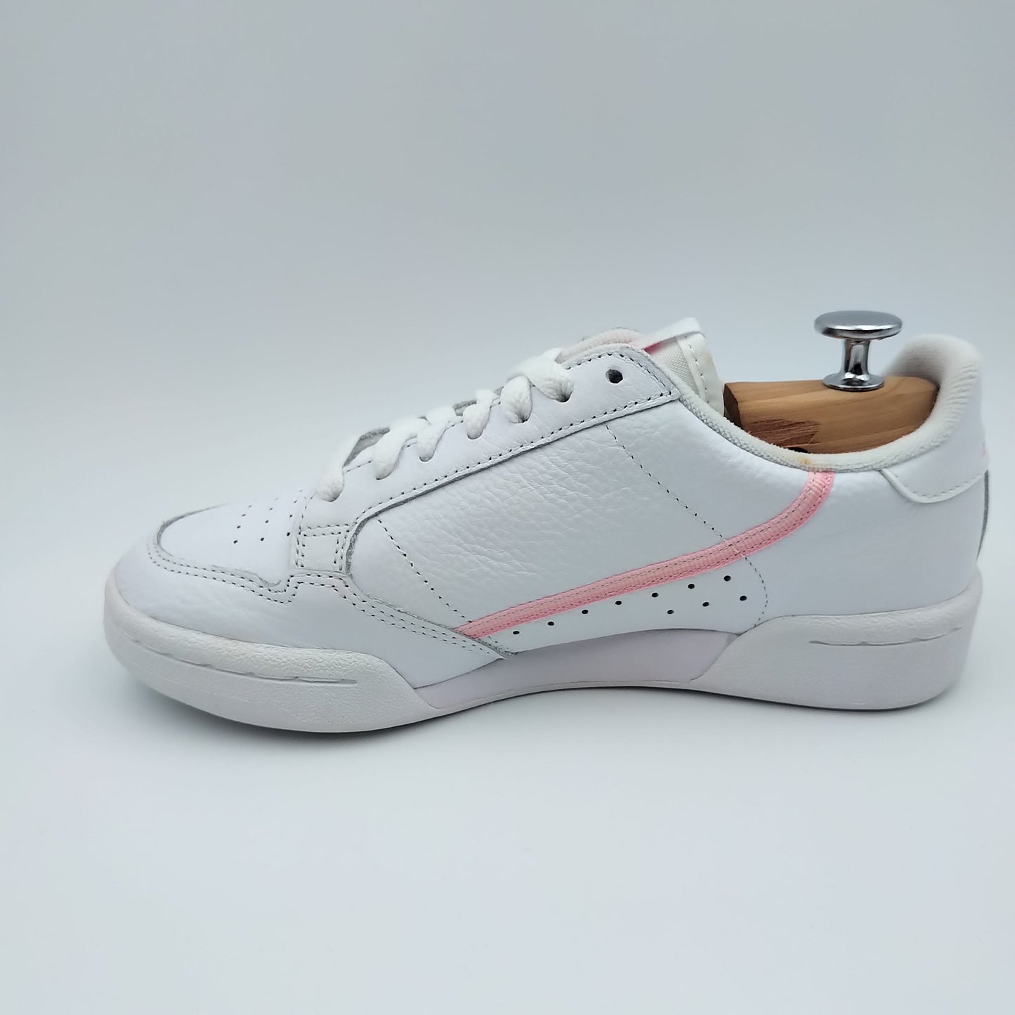 Adidas Continental 80 cuir blanc et bandes roses