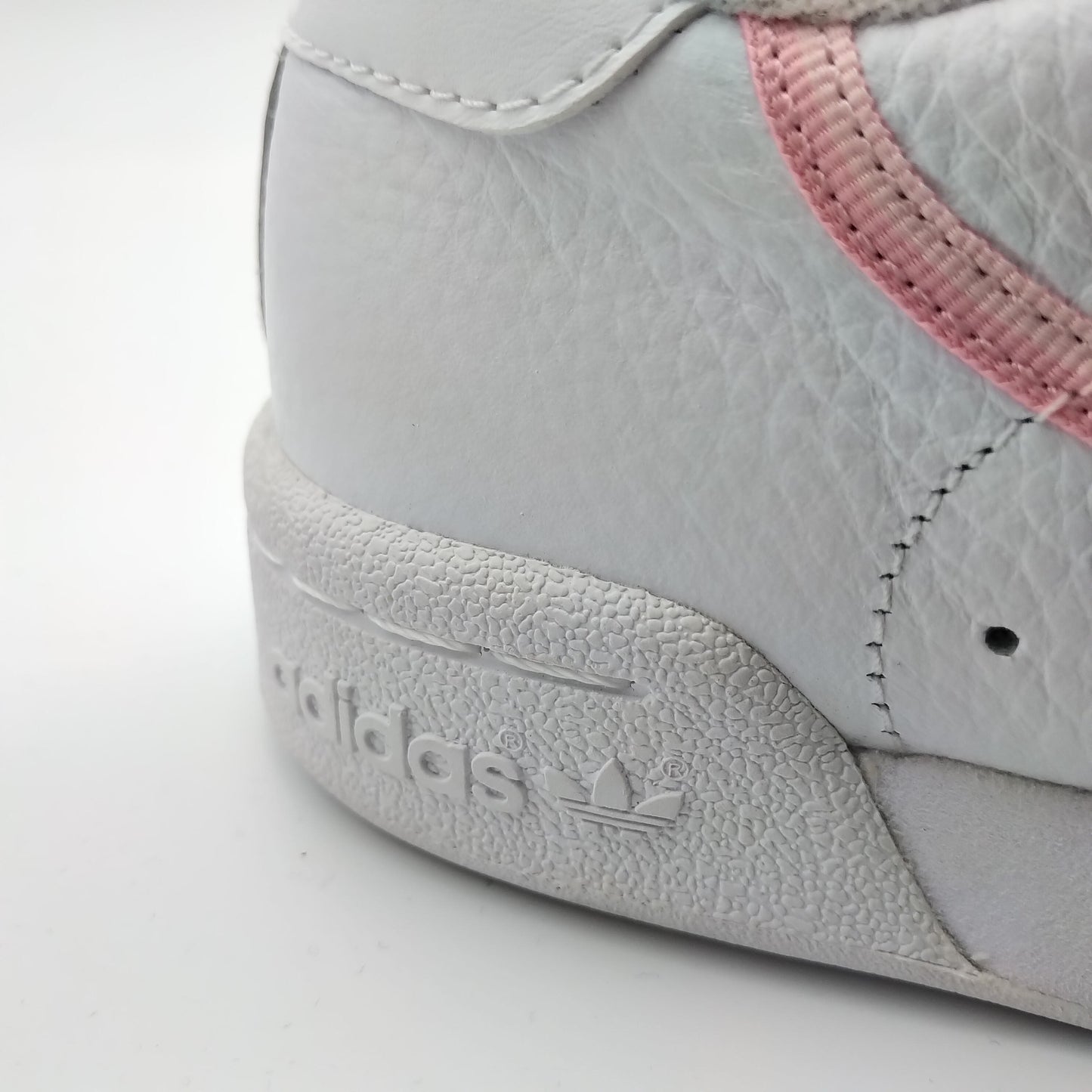 Adidas Continental 80 cuir blanc et bandes roses