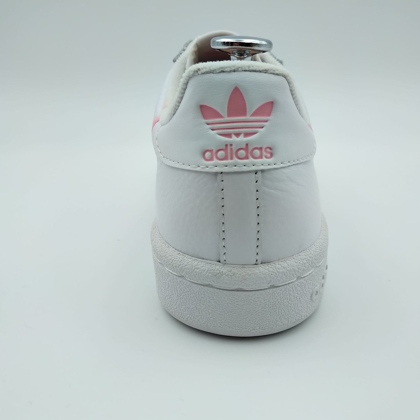 Adidas Continental 80 cuir blanc et bandes roses