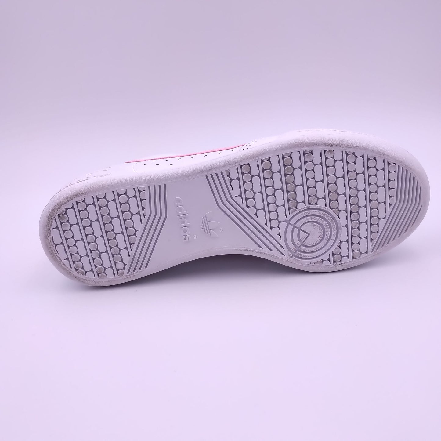 Adidas Continental 80 cuir blanc et bandes roses