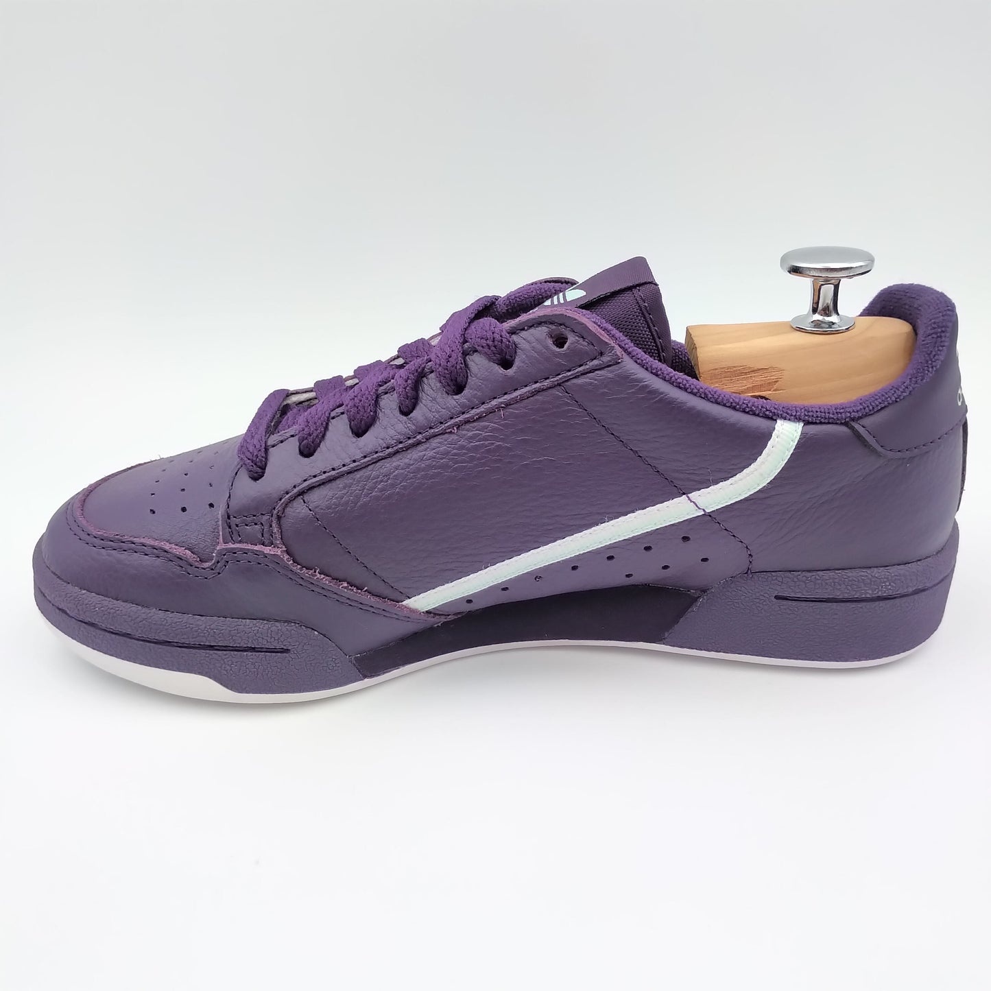 Adidas Continental 80 cuir violet et bandes blanches