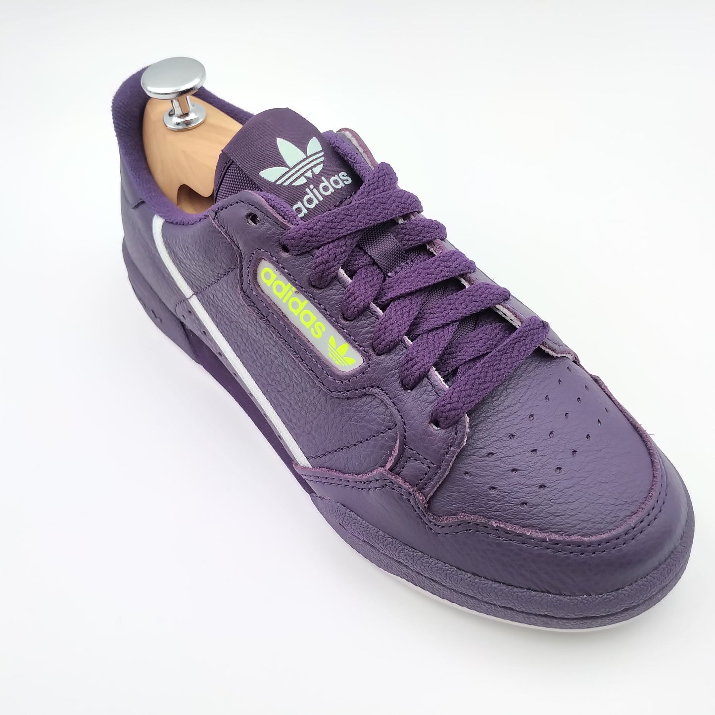 Adidas Continental 80 cuir violet et bandes blanches