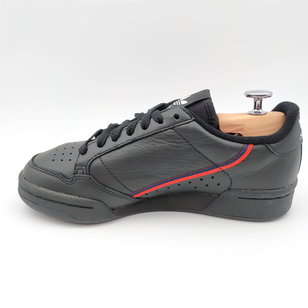 Adidas Continental 80 cuir noir et bandes rouges