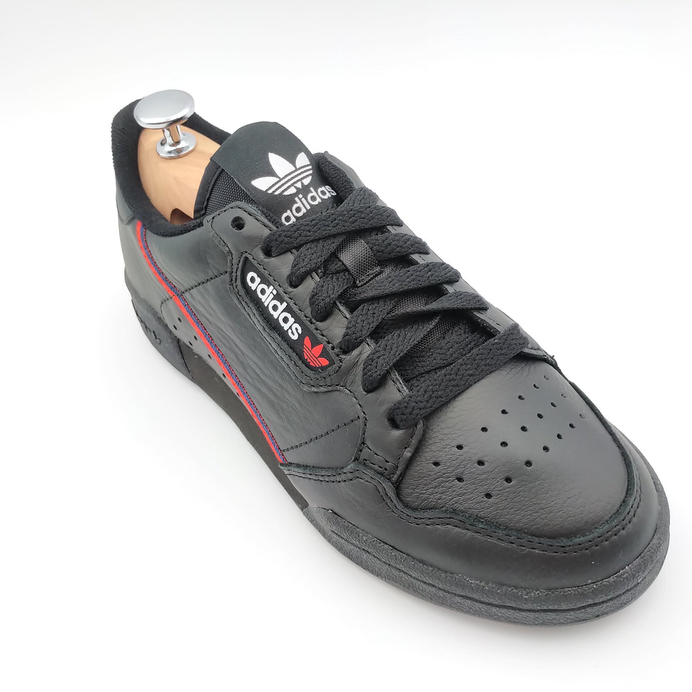 Adidas Continental 80 cuir noir et bandes rouges